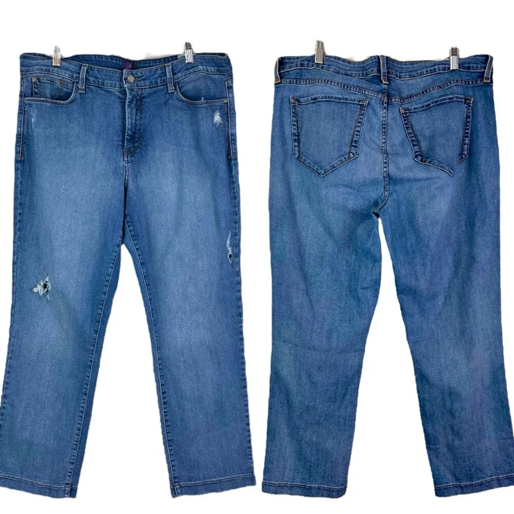 NYDJ Women’s Ankle Jean Straight Leg High Rise Distressed Slimming Plus Size 16W - Image 9