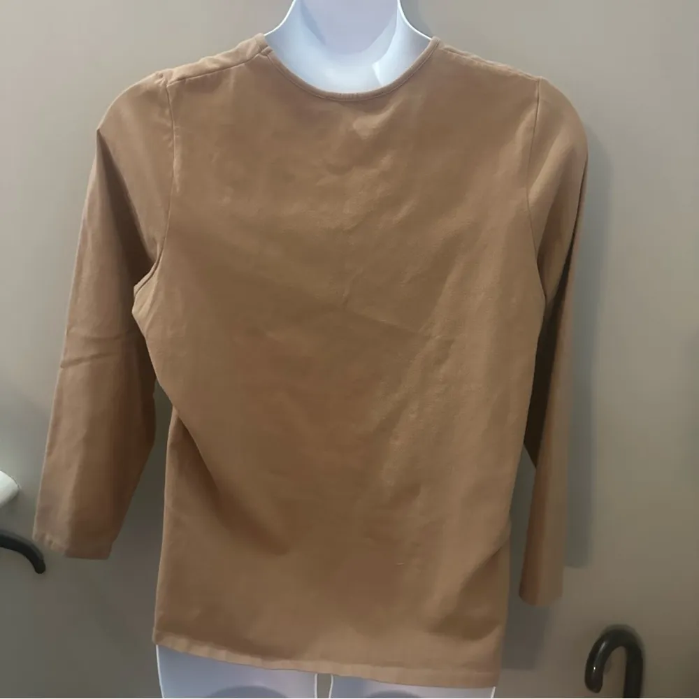 Women's Tan Beige Light Brown Plain Long Sleeve Denim&Co 1X - Image 2