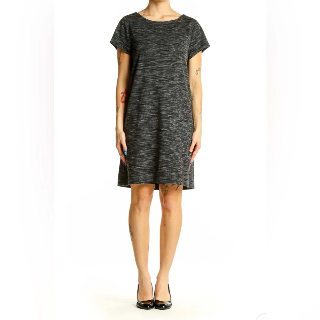 ANN TAYLOR LOFT Charcoal Heathered T-Shirt Dress Size XL - Image 2