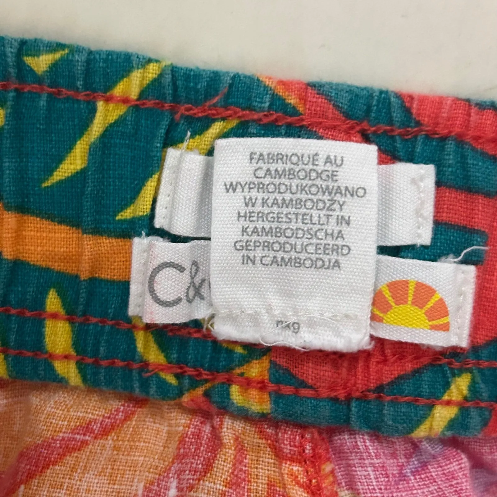 C&C California Sz L Linen Tropical Leaf Wide Leg Pants Resort Cruise Vacation - Image 5