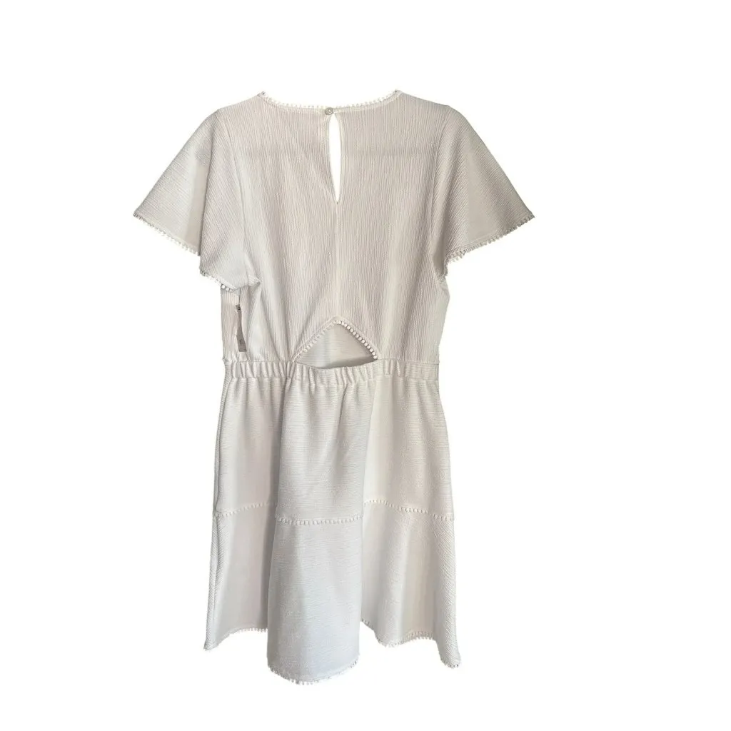 Joie Cybele White Short Sleeve Dress Size Large NWT Keyhole Cutout Womens - Image 4