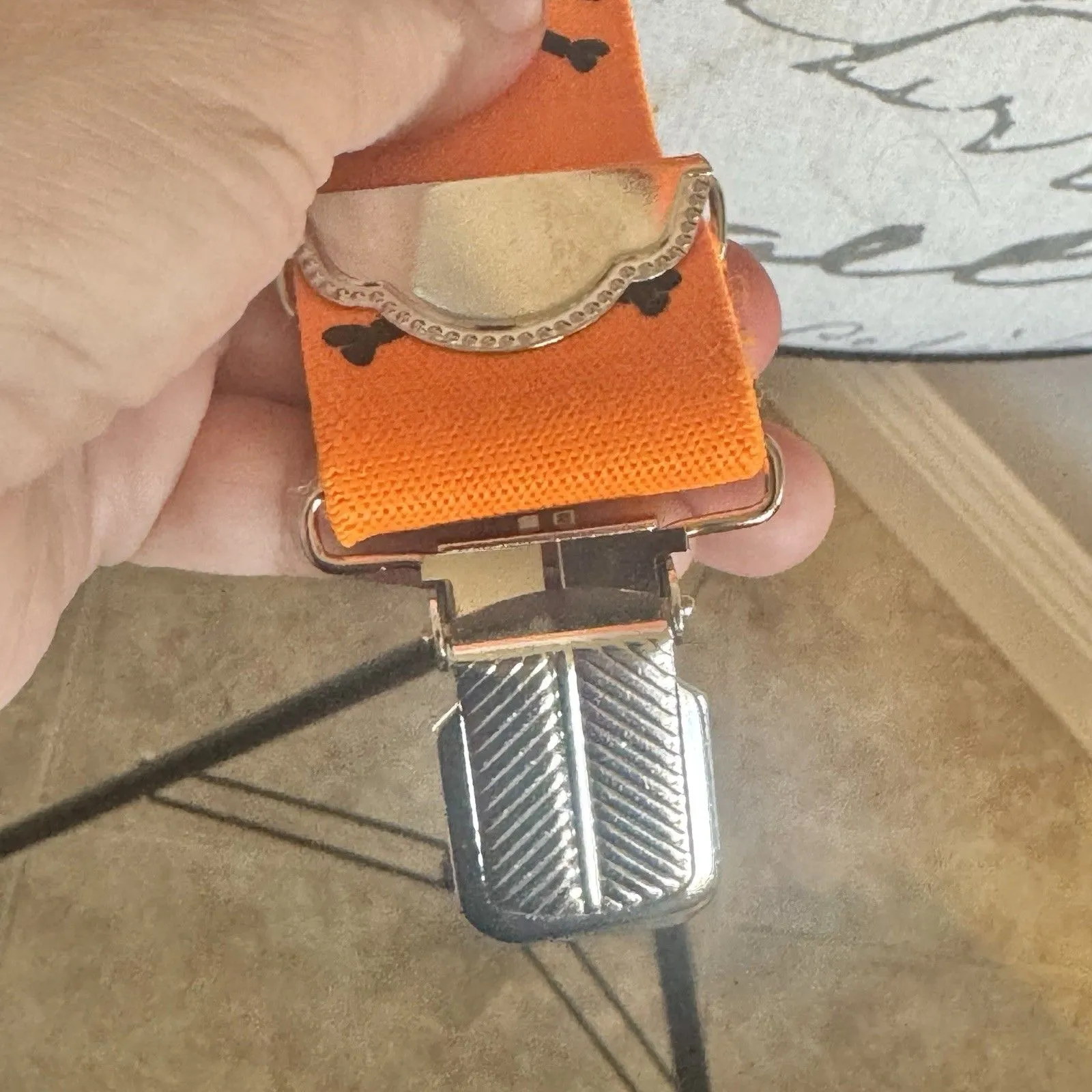 Gothic Skeleton Bones Halloween Suspenders Unisex Teen Adult Goth Spooky Costume Orange - Image 9