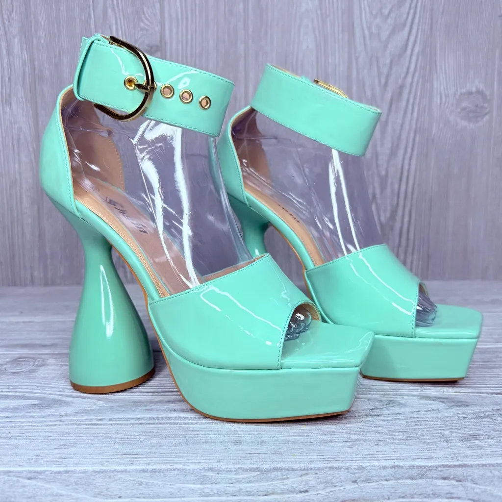 Disco green 70s inspired bratz 90s y2k cylinder heels shoes costume / unique 8 - Image 4