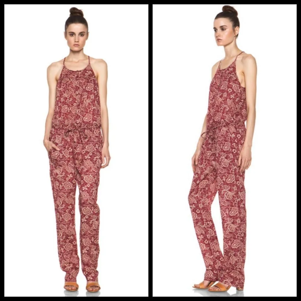 💕ISABEL MARANT💕 ETOILE Seth Jumpsuit Red Floral Print 38 Sleeveless Boho Chic - Image 7