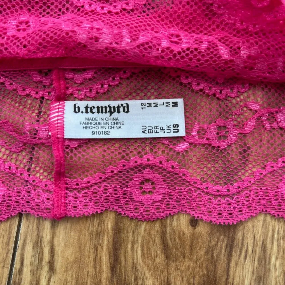 btemptd pink lace bralette adjustable straps women size medium NWT - Image 4
