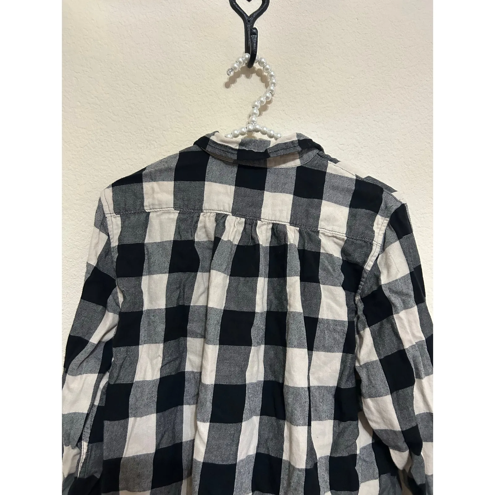 Ralph Lauren Denim & Supply Women's Size Medium Flannel White Black Plaid Shirt - Image 8
