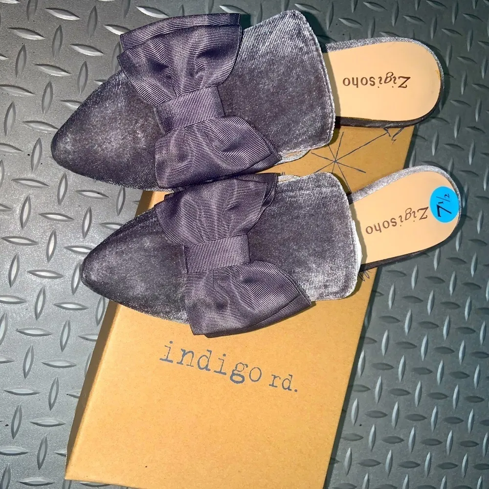 Bow loafers velvet grey boho fall casual classic slip ins - Image 2