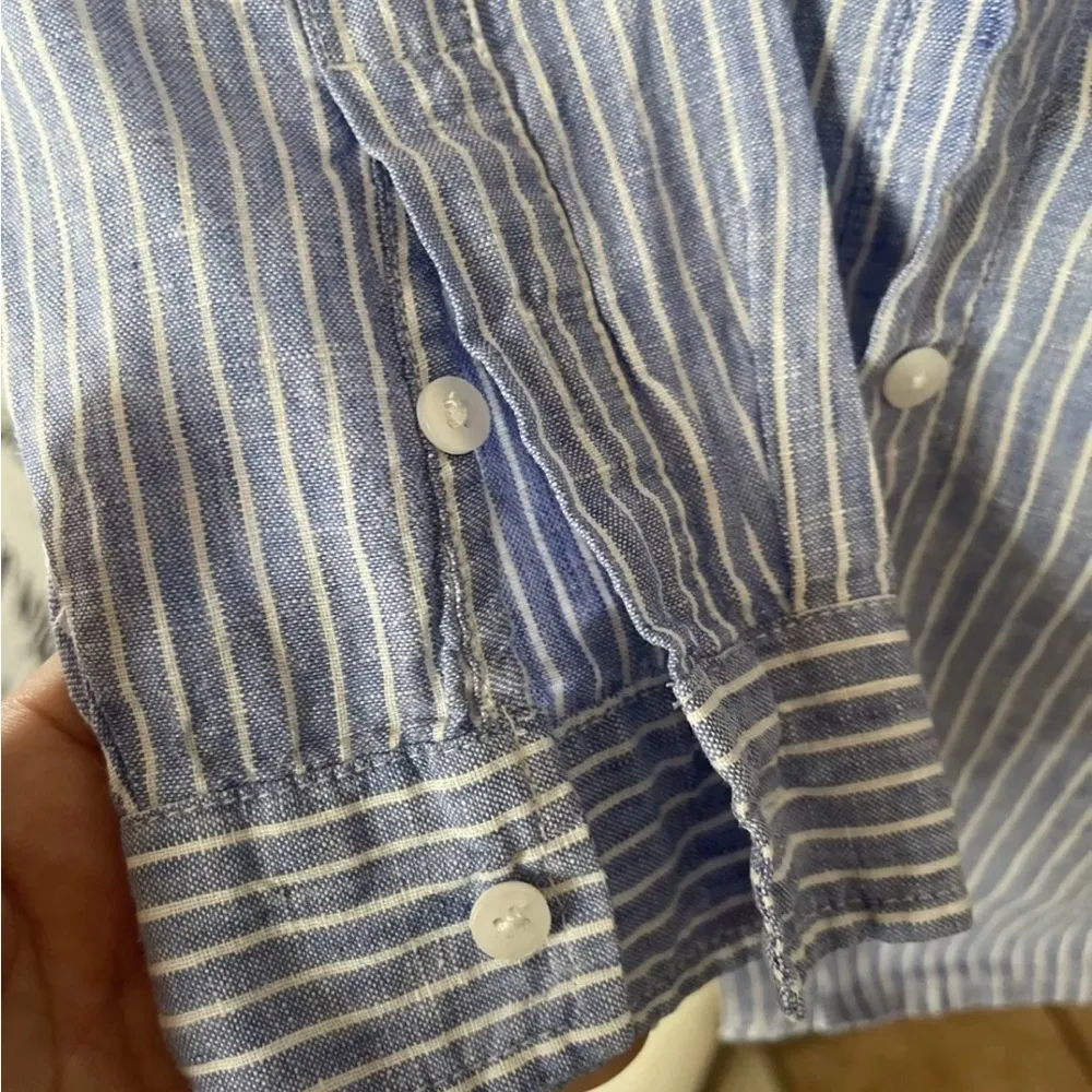 original Nicole Miller women’s up down nautical  100% linen striped shirt XL - Image 5