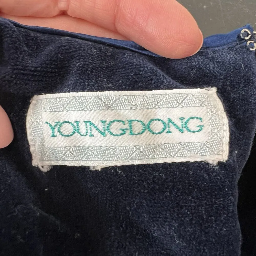 70s Young Dong S Small Maxi Dress Renaissance Boho Cottagecore Whimsy Fairycore Blue - Image 10