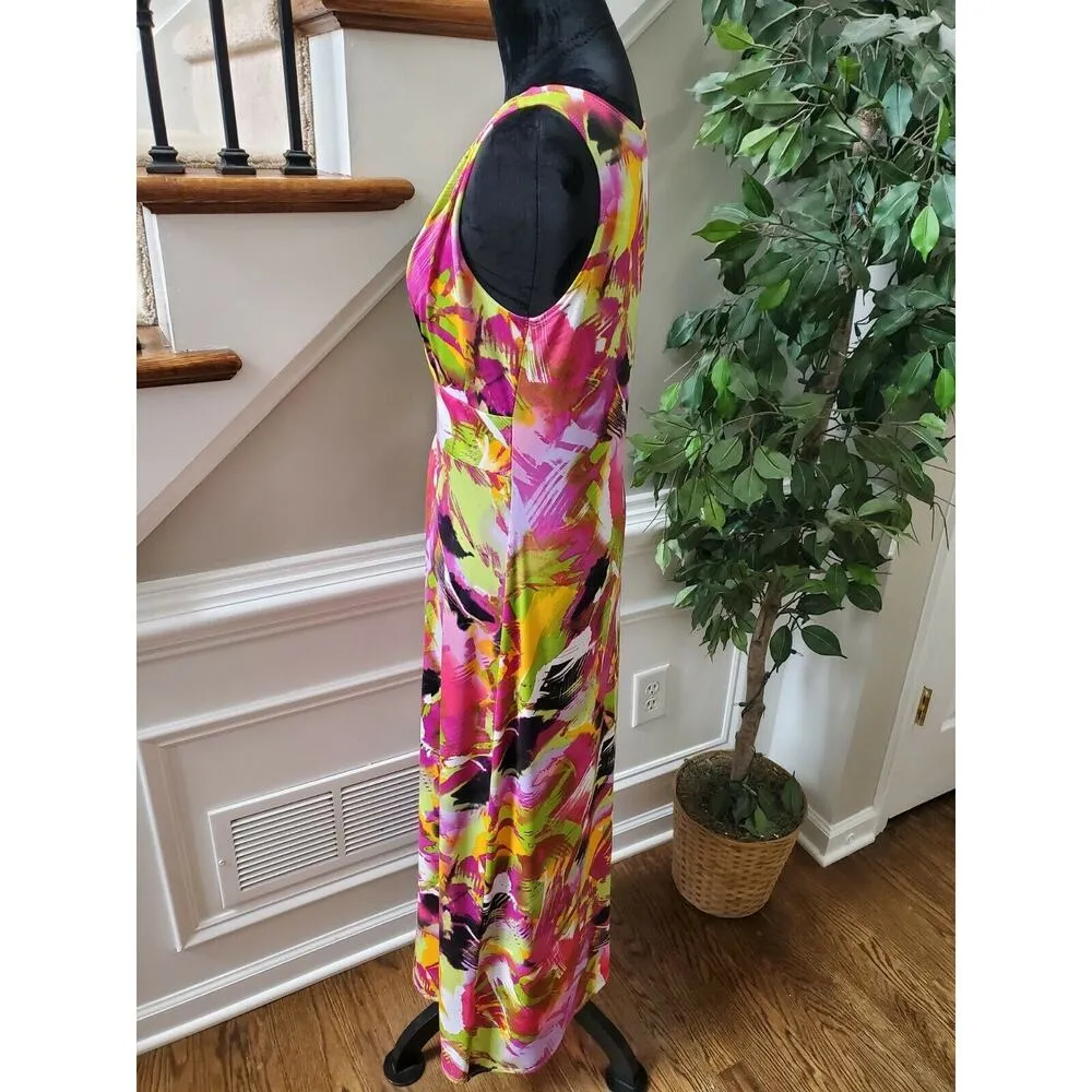Slinky Women's Multicolor Polyester V-Neck Sleeveless Long Maxi Dress Size Small - Image 6
