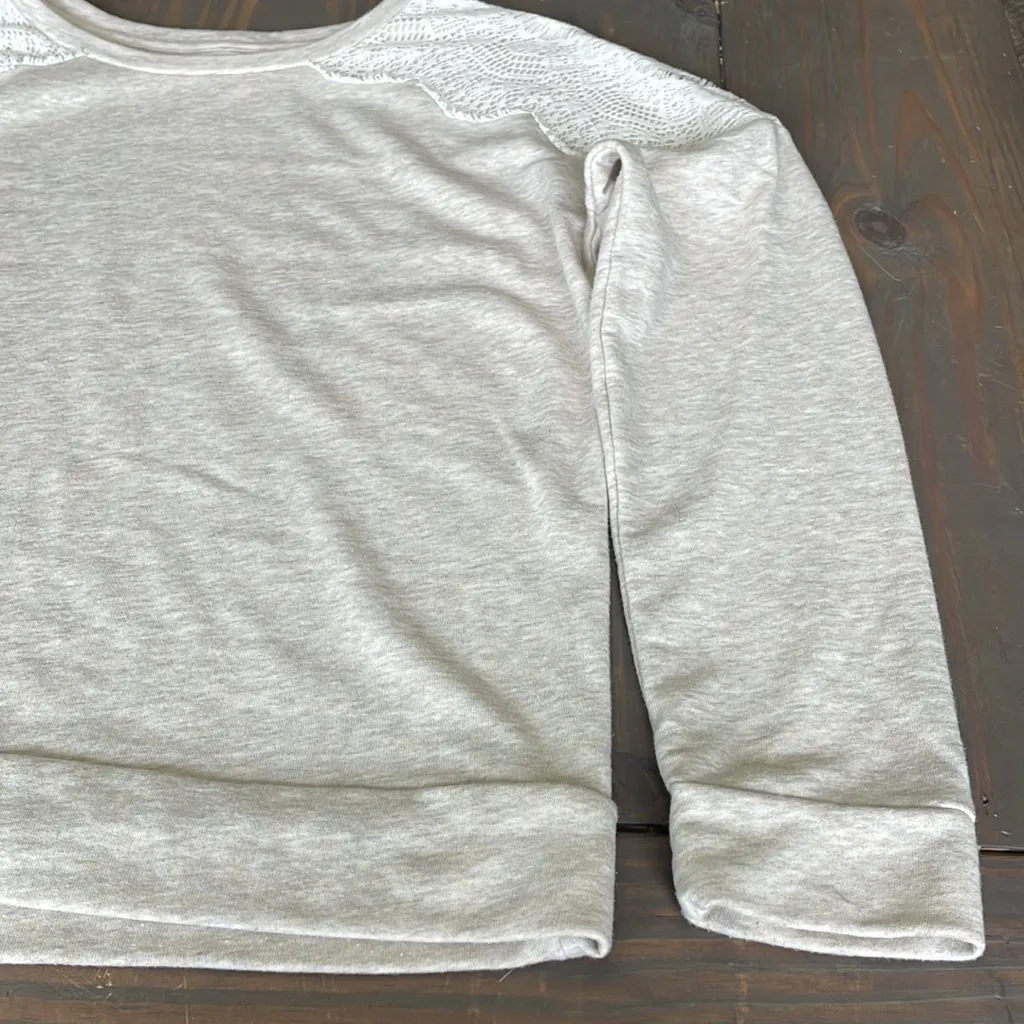 St. John's Bay Light Gray Lace Accent Sweatshirt - Image 6