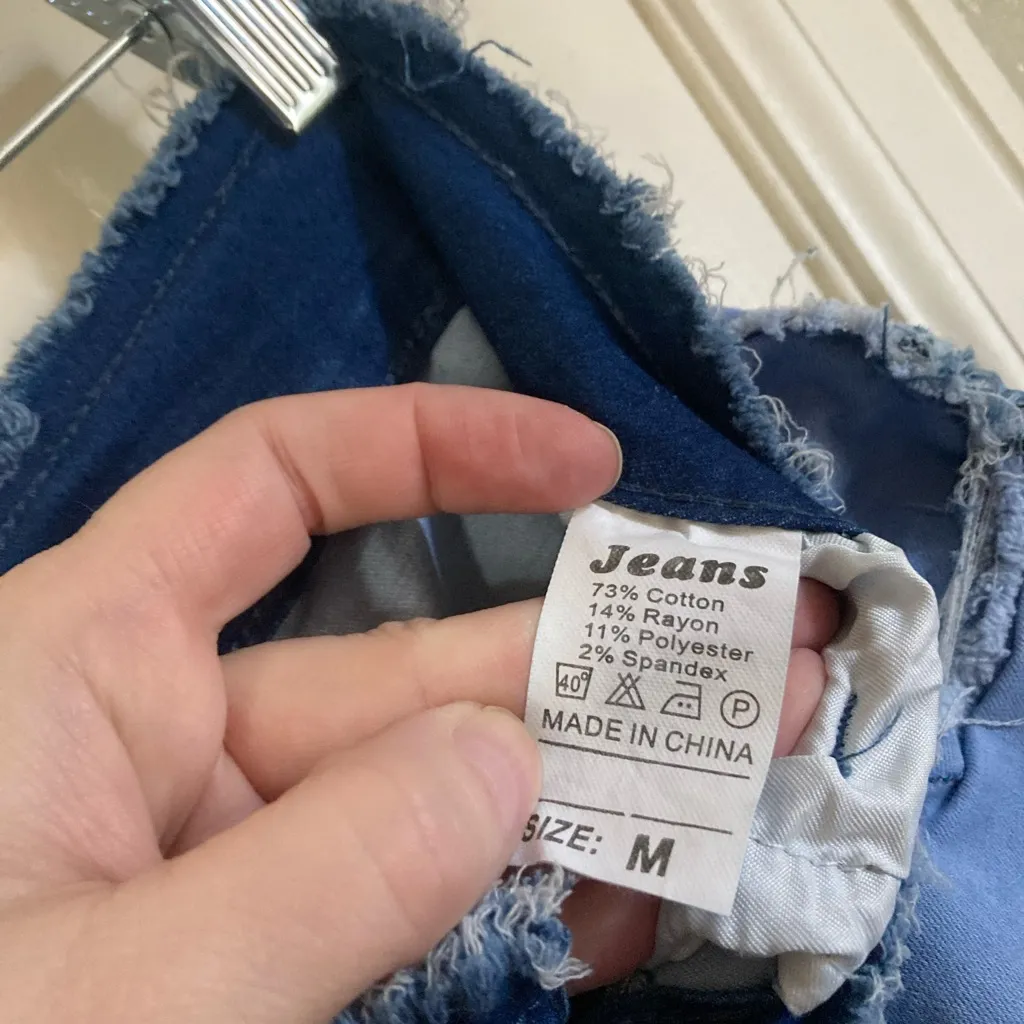 🌞Jean’s High Waisted Distressed Multicolor Denim 90’s Style Jean’s A218 Blue Size M - Image 2