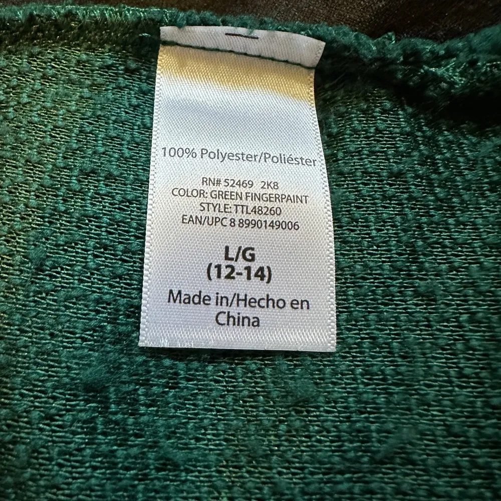 Time and Tru Green Fuzzy Fleece Sweater Sequin Fox Head Christmas Holiday Large - Image 15