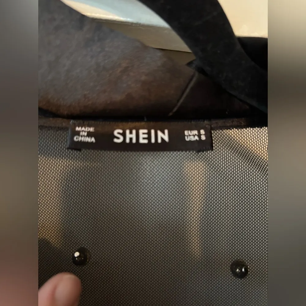 SHEIN Black Long Sheer Beaded  Swimsuit Cover Embellishments One Size - Image 3