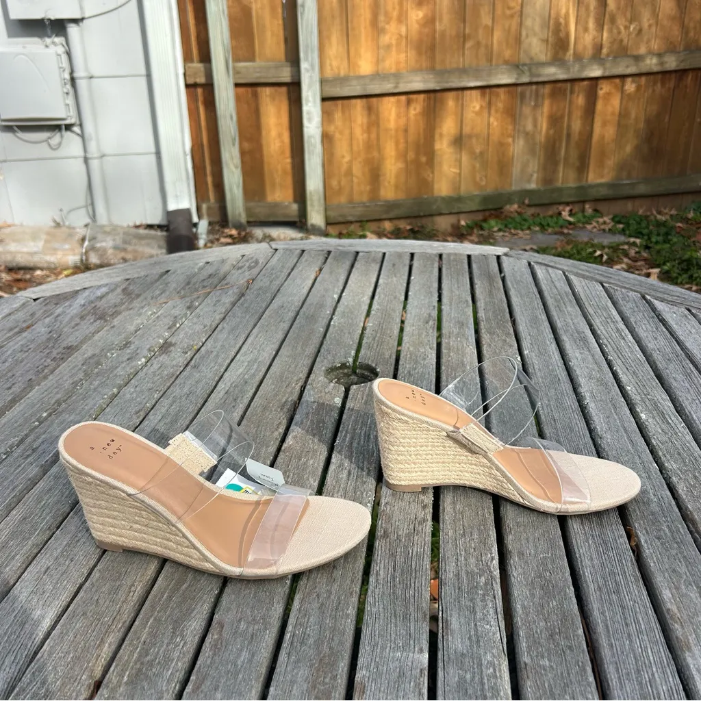 Nwt A New Day Womens Ansel Double Band Open Toe Wedge Heels size 8 summer fall - Image 5