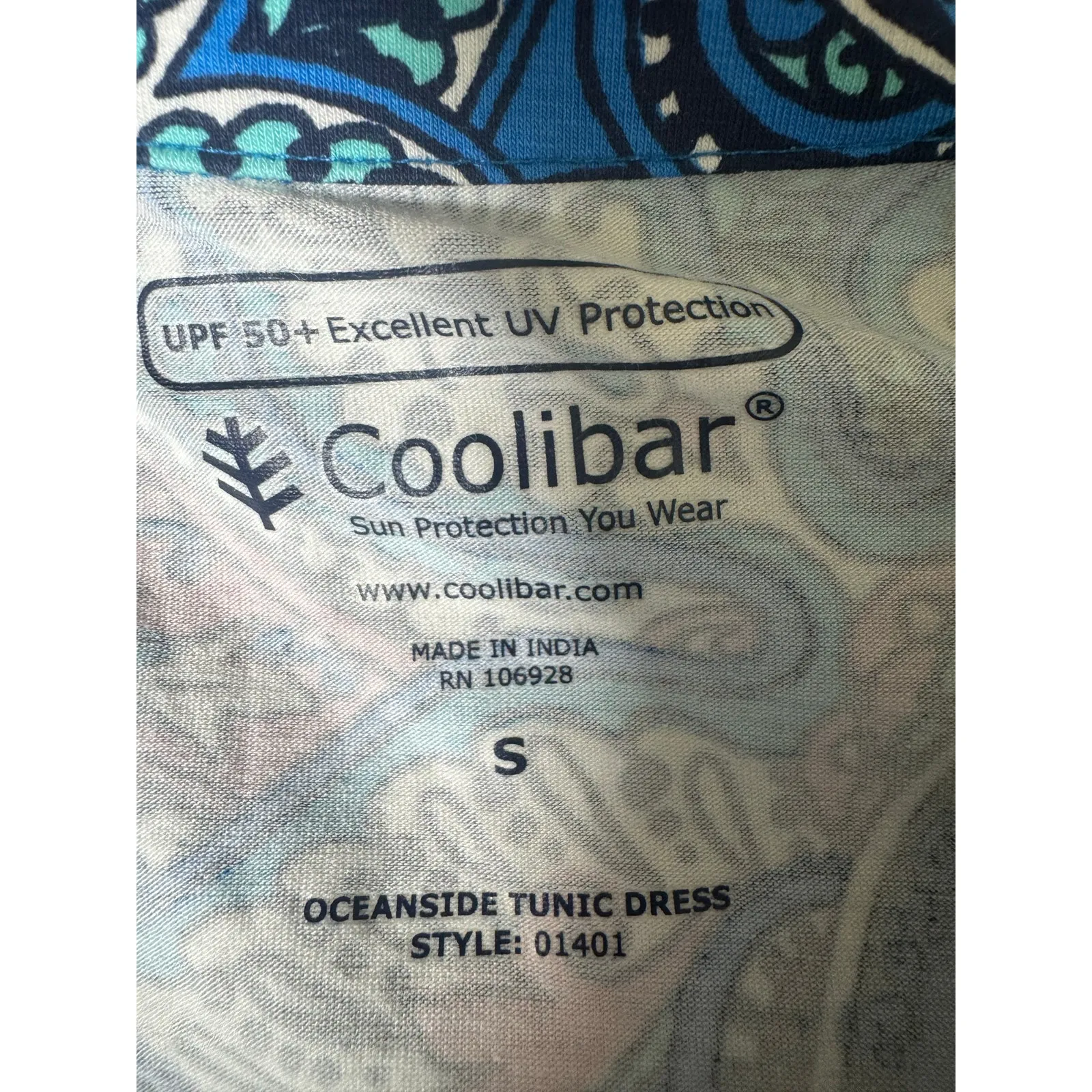 Coolibar UPF 50+ Tunis Travel Shirt Dress Resort Wear Vacation Small Blue - Image 7
