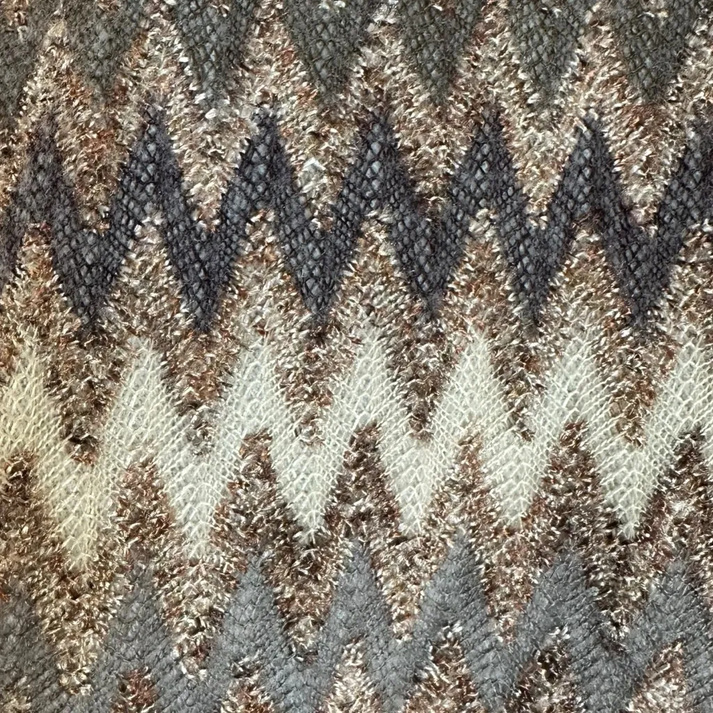 Alberto Makali Textured Chevron Metallic Beaded Collar Sweater Top Large Evening - Image 5