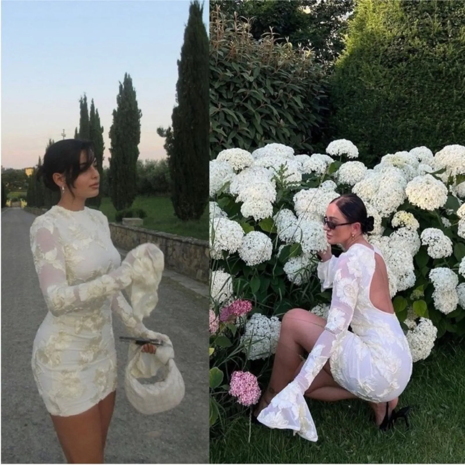 Rotate Birger Christensen Dress Rosita White Mesh Floral Back Cutout Mini US 12 - Image 4