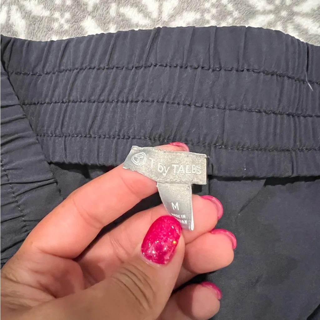 T By Talbots‎ Woven Ankle Tie Crop In Navy Size Medium - Image 5