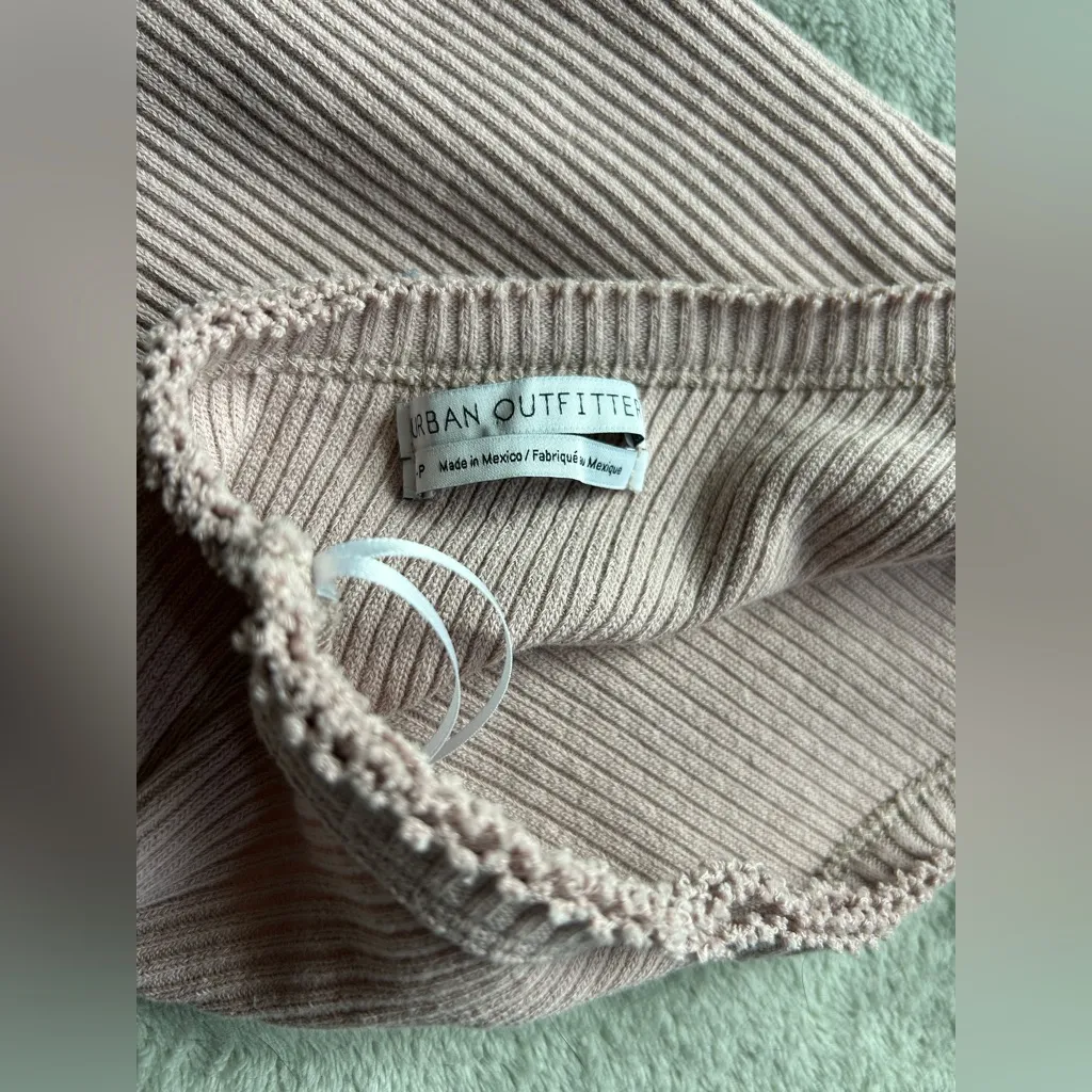 Urban Outfitters One-Shoulder Ribbed Tank Top Small - Light Pink - Image 2