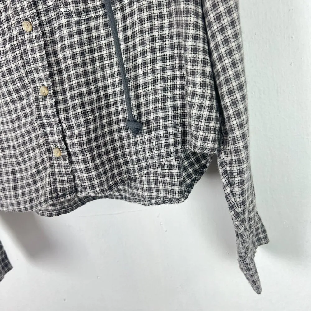 NWT American Eagle Cropped Hooded Flannel Shirt Plaid Size Medium M NEW - Image 5