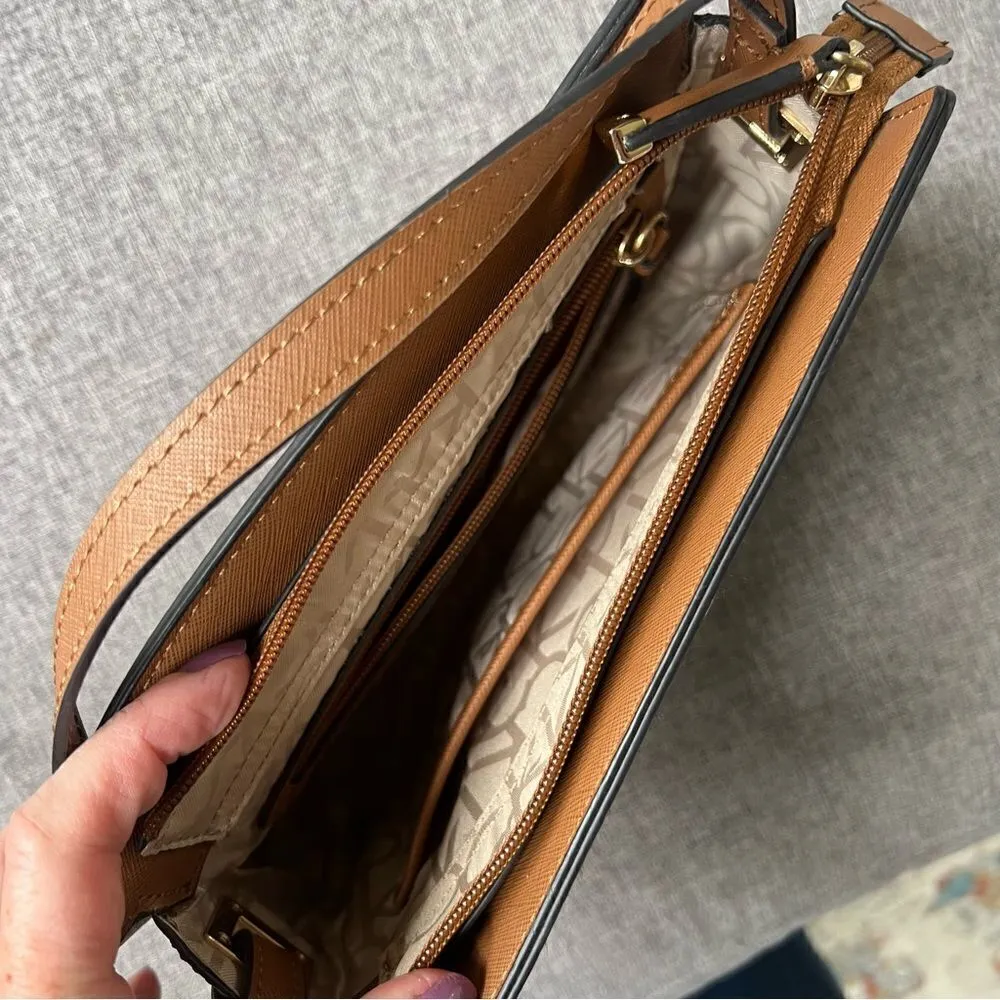 Calvin Klein Frida Signature Crossbody Handbag Shoulder Purse Black Brown Logo - Image 8