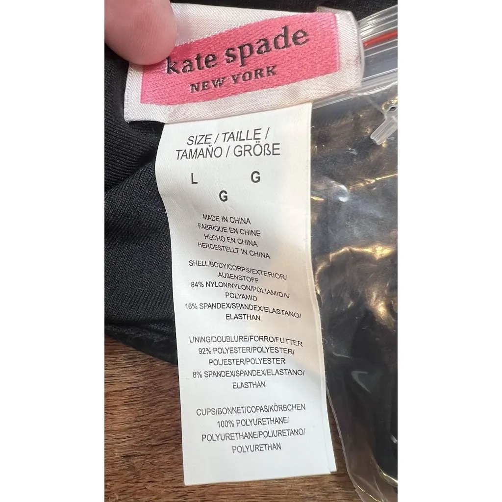 Kate Spade NY Scallop Wave One-Shoulder Bikini Top Large Black Purple NWT - Image 8