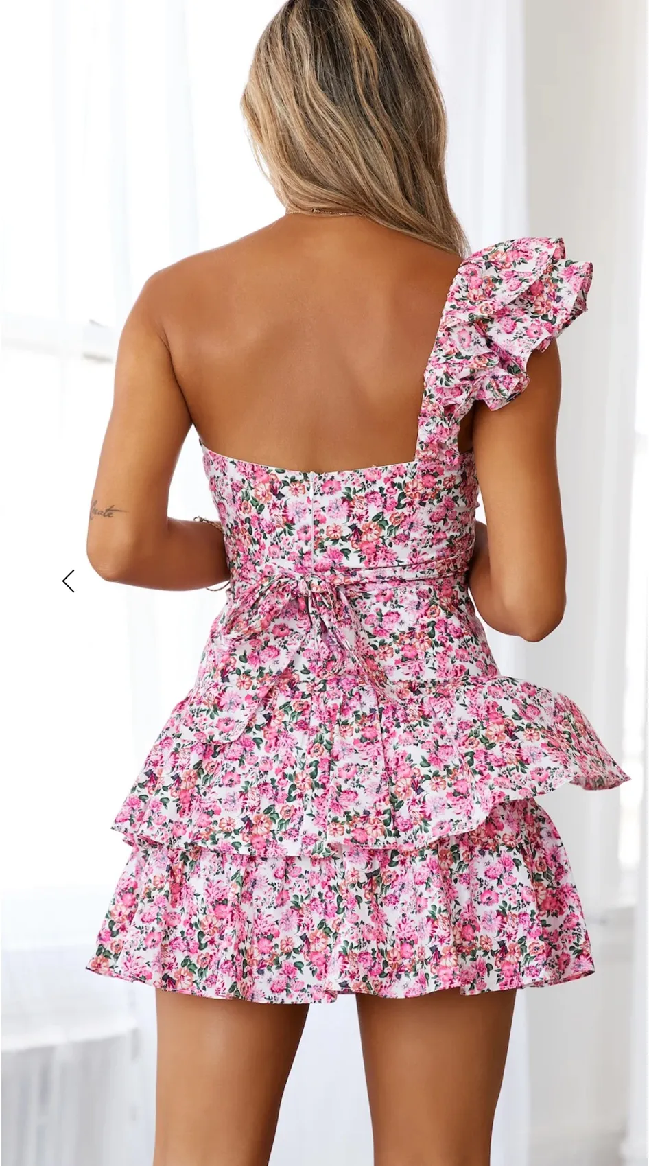 One-Shoulder Hello Molly Dress Mini Pink - Image 2