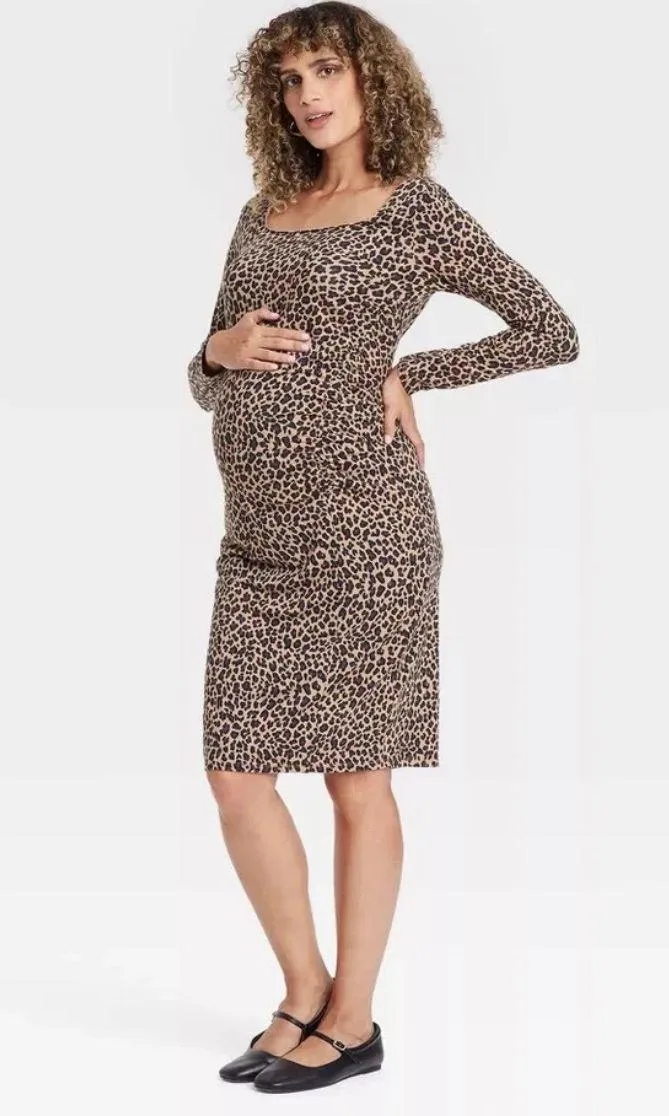 Long Sleeve Mini Knit Maternity Bodycon Dress - Isabel Maternity by Ingrid - Image 3