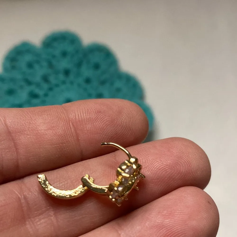 Butterfly Huggie Earrings, Goldtone, Rhinestones, Fashion Jewelry,‎ 1/2 in Gold - Image 6