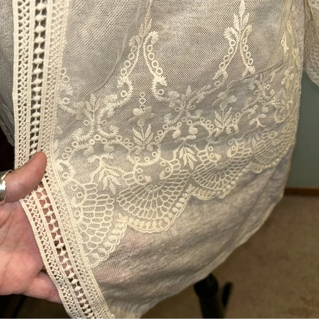 Maurice’s cream lace overlay open cardigan size 0 (XL) crochet accents - Image 5