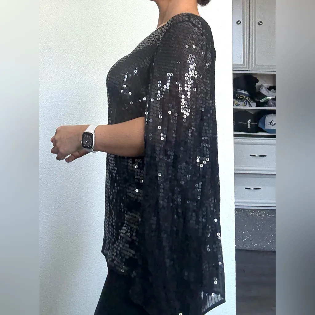 DKNY Black Sequin Women's elegant cape blazer - Image 10