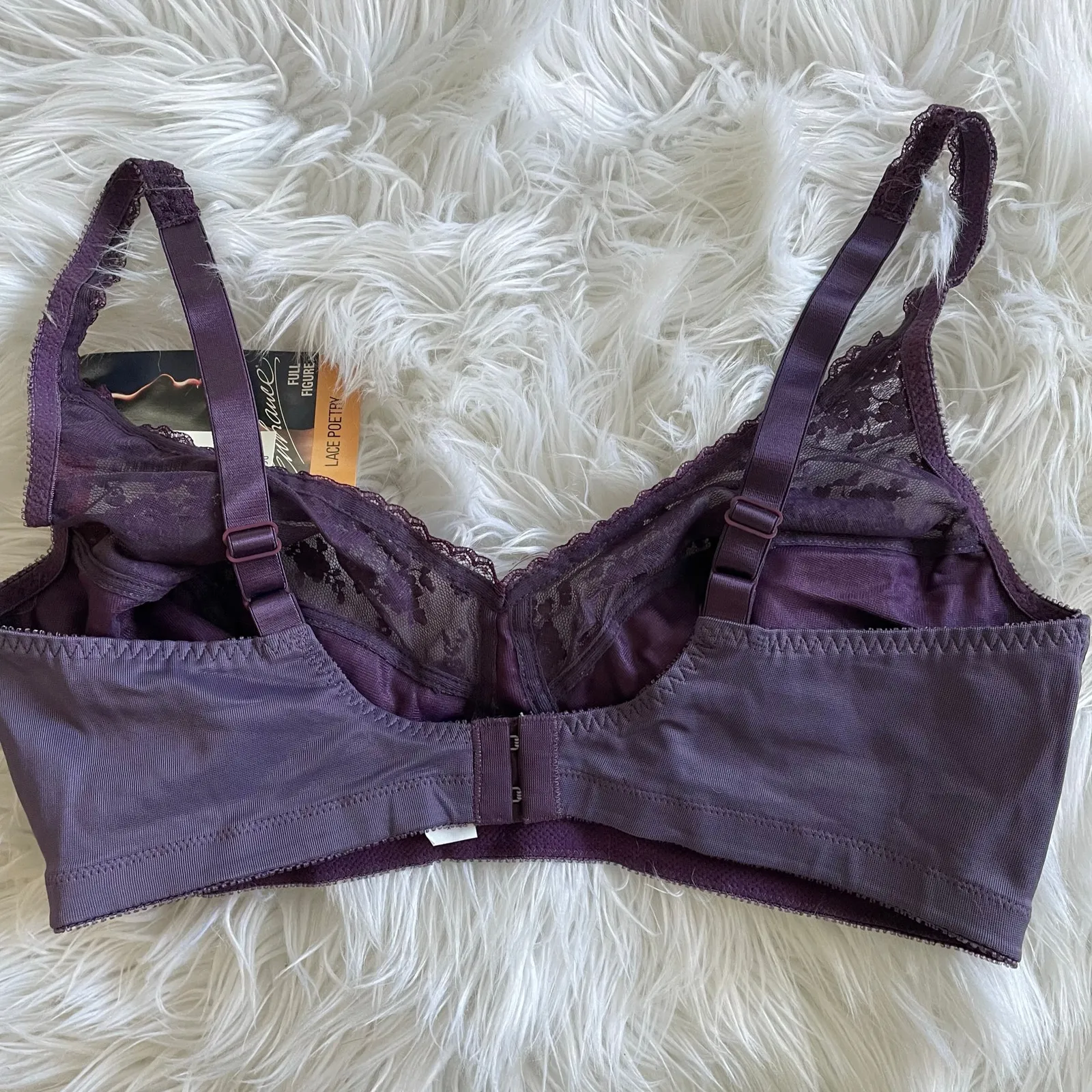 Vintage 80s Sear Enhance Soft Cup Unlined Purple Lace Satin Bra 40C 40 C New NWT - Image 5