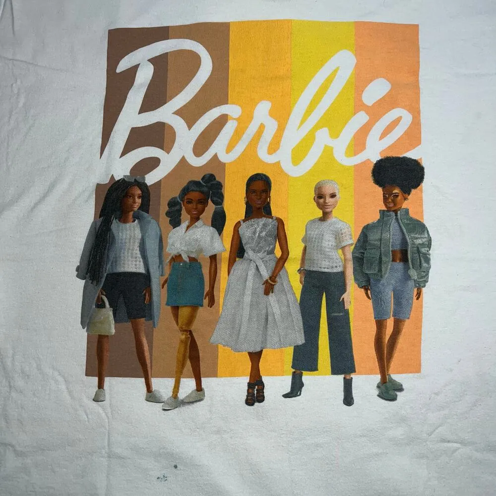 Mattel Womens Barbie Graphic Print T Shirt Top 2023 Cotton Plus Size 3X Orange - Image 2