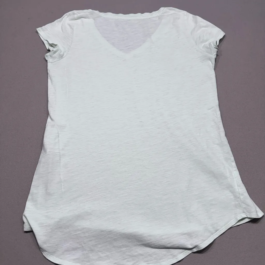 Eileen Fisher 100% Organic Cotton Yellow V-Neck Short Sleeve Tee - Image 3