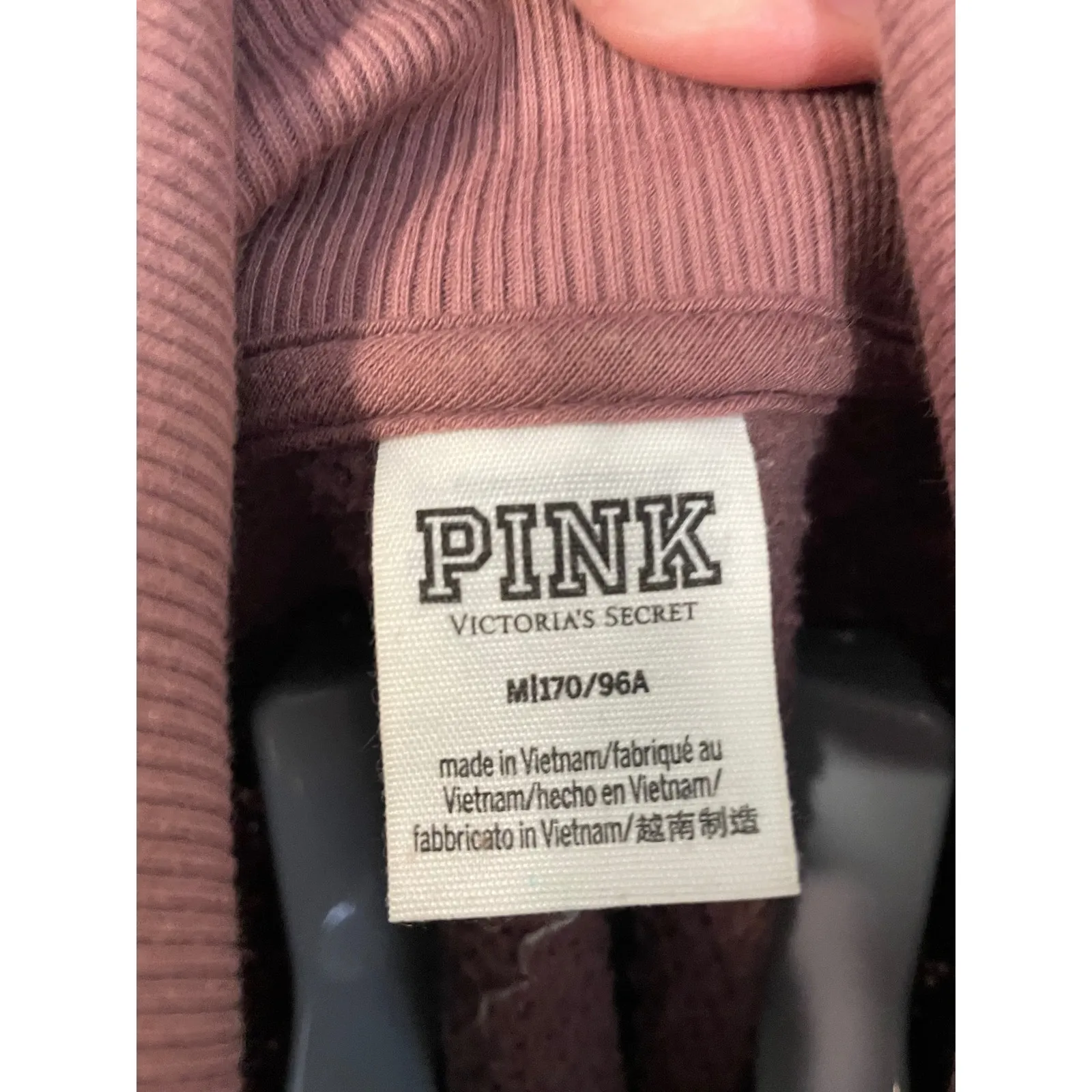 Victoria's Secret PINK Sherpa Fleece Quarter Zip Pullover Sweatshirt Cropped M Size M - Image 5