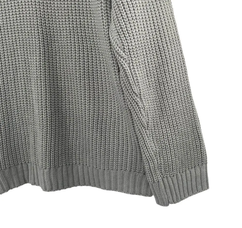 Women’s Chunky Oversized Wool Blend Gray Knit Sweater Size XL - Image 2