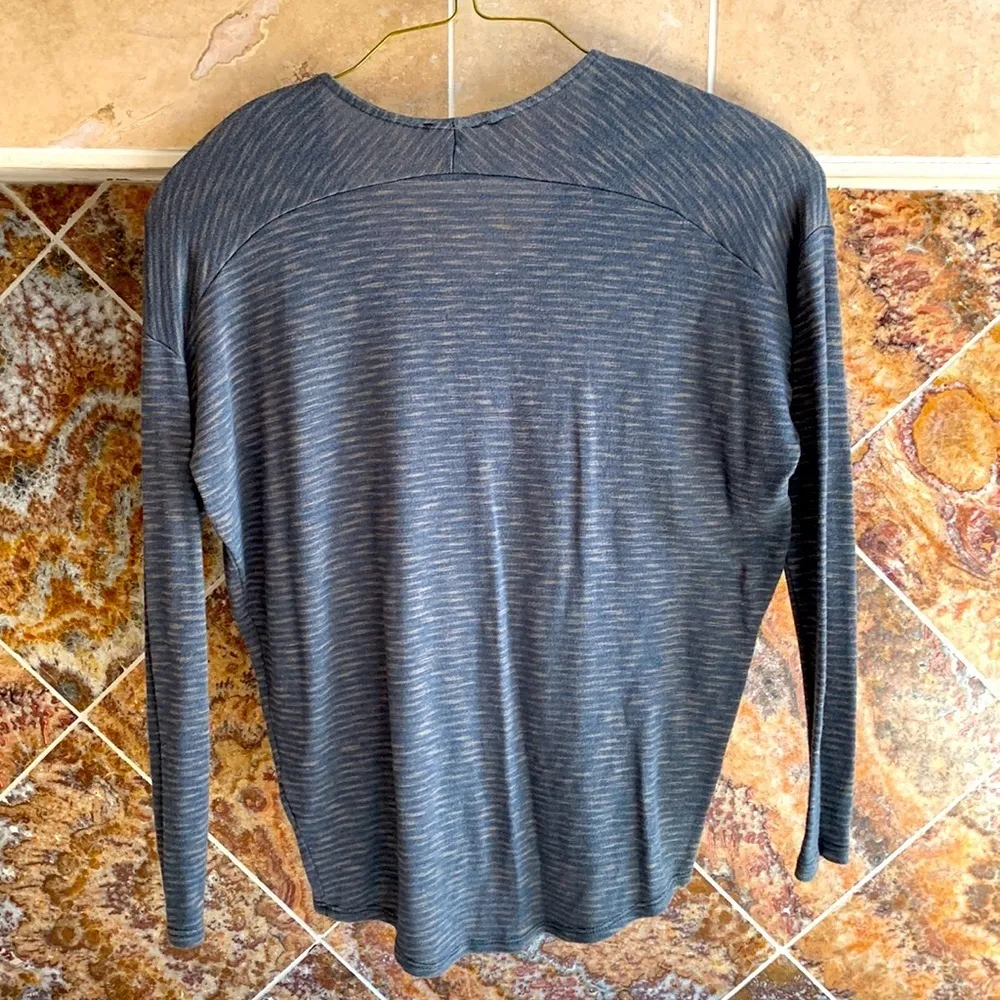 Misope Woman’s Blue and Beige Scoop Neck Long Sleeve T - Image 2