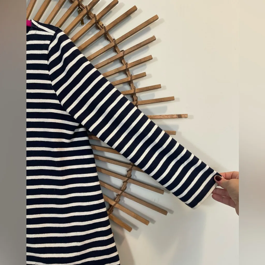 Petit Bateau Womens Sailor Striped Long Sleeve Swing Top Navy/ White Fisherman Size M - Image 3