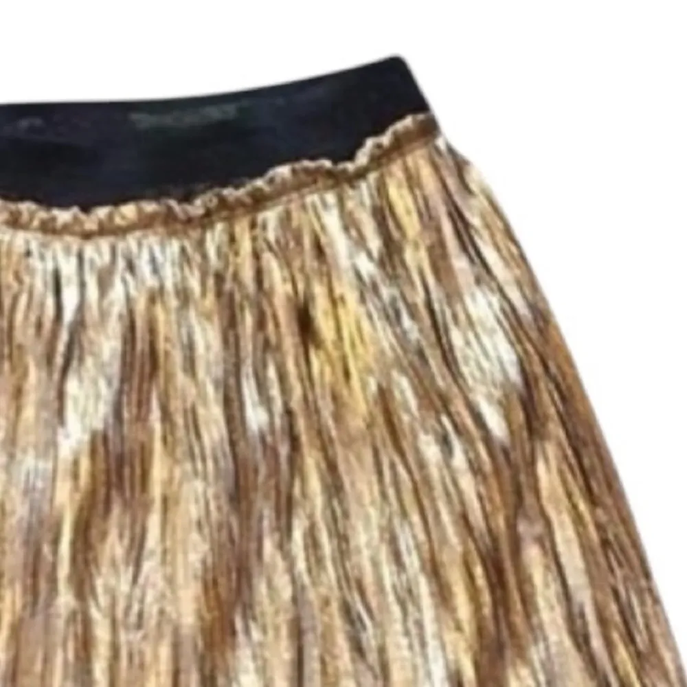 NEW  THE LABEL GOLD LAME FOIL PLEATED CRINKLE MERMAID MIDI SKIRT M - Image 6