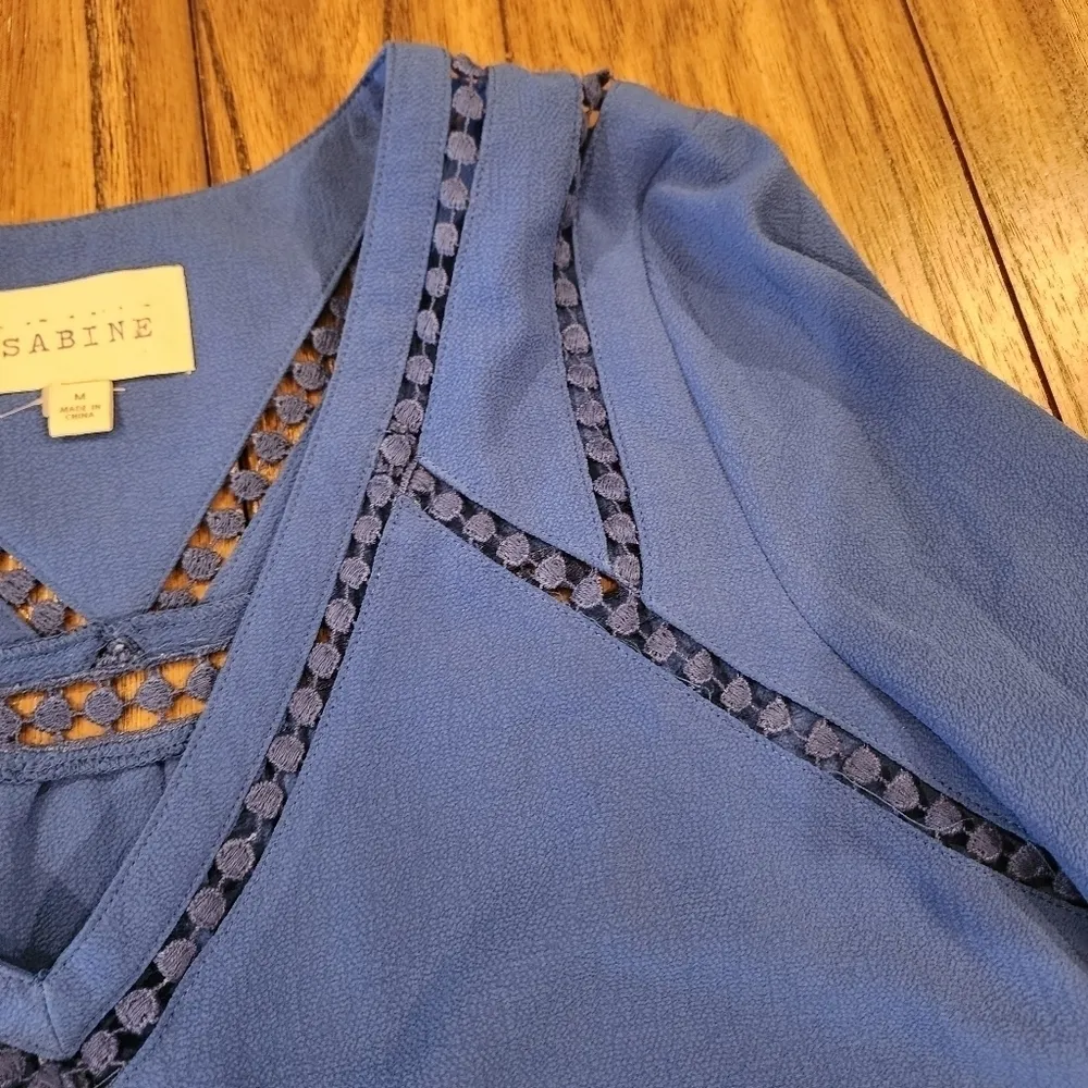 Sugar candy mountain Sabine Royal Blue 3/4 Sleeve sheath eyelet Mini DRESS M Size M - Image 9