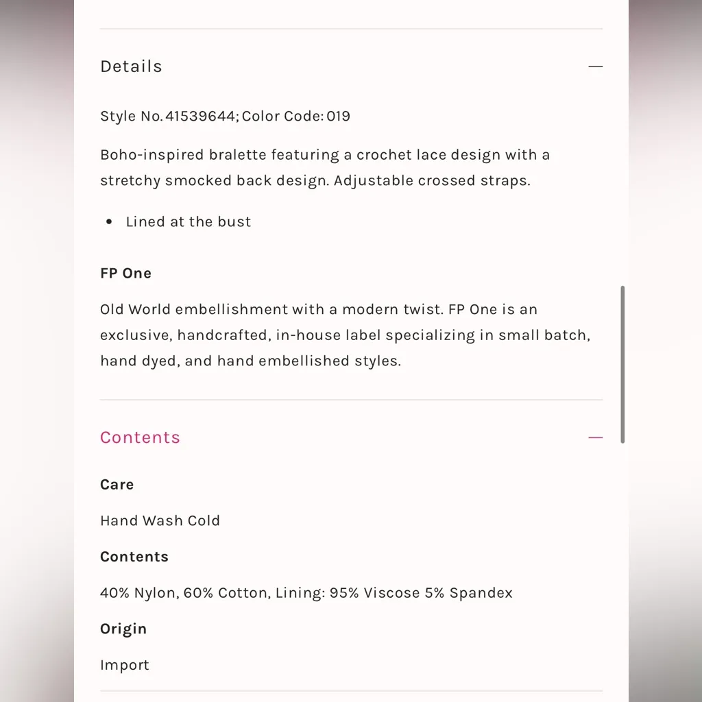 FP One Adella Bralette Size XL Pink - Image 10