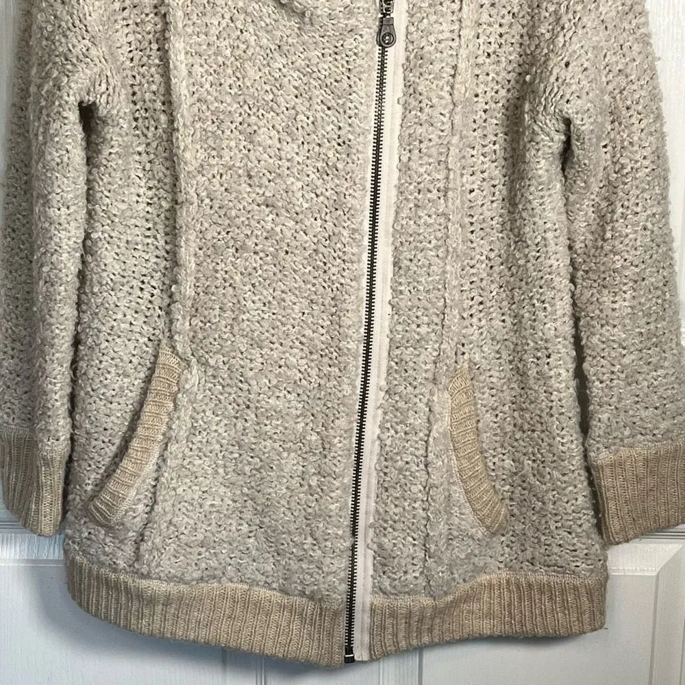Free People Sz XS Oatmeal Boucle Jacket Fuzzy Cardigan Sweater - Image 5