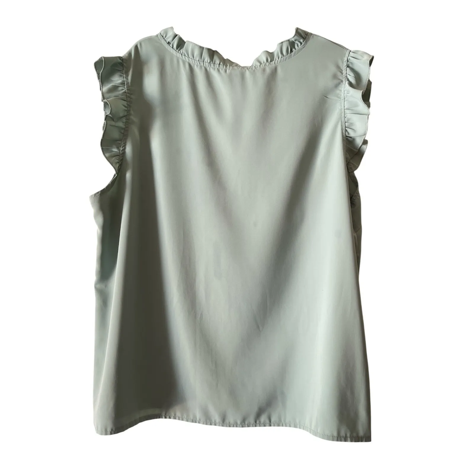 Shein Curve Blouse Womens Plus Size 4XL Sage Green Solid Ruffles - Image 3