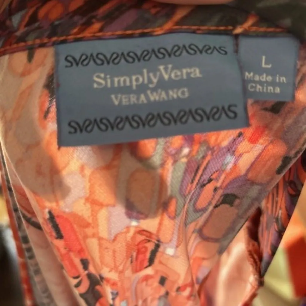 Simply Vera Wang L Sheath V Neck Dress Sleeveless Artsy Stretch Modern Bold Chic - Image 5