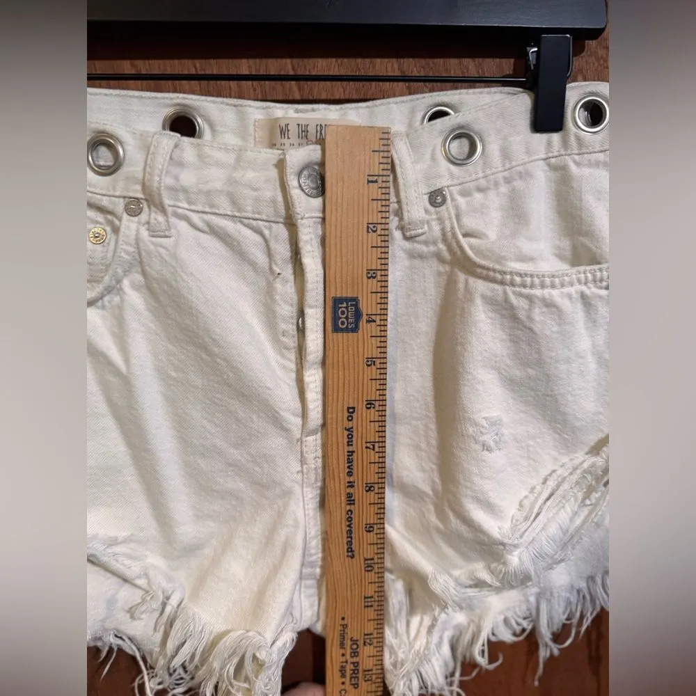 We the Free White Distressed Cut off Jean shorts size 28 - Image 7