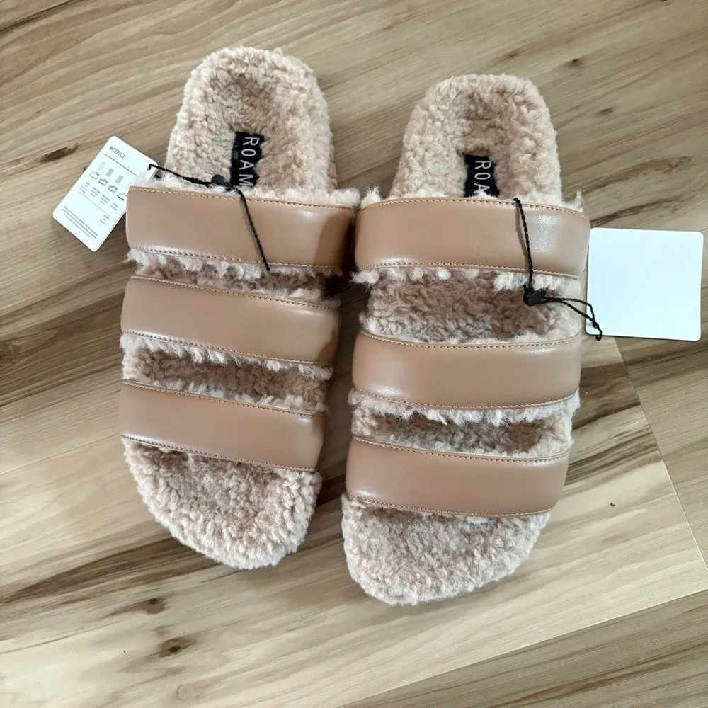 ROAM Women's Cozy Tan Slide Sandals Size 9 - Image 3