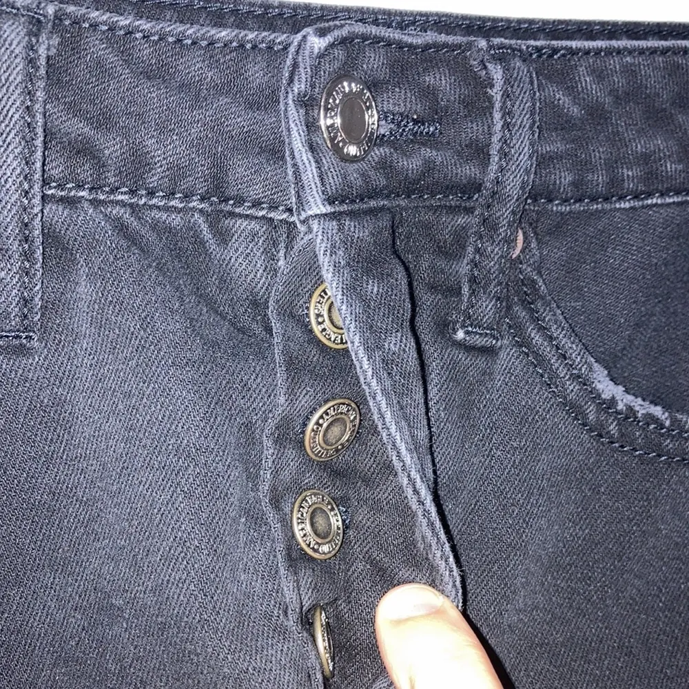 American Eagle Black Hi-Rise Festival Mini Skirt Size 0 Denim Jean Button Fly - Image 5