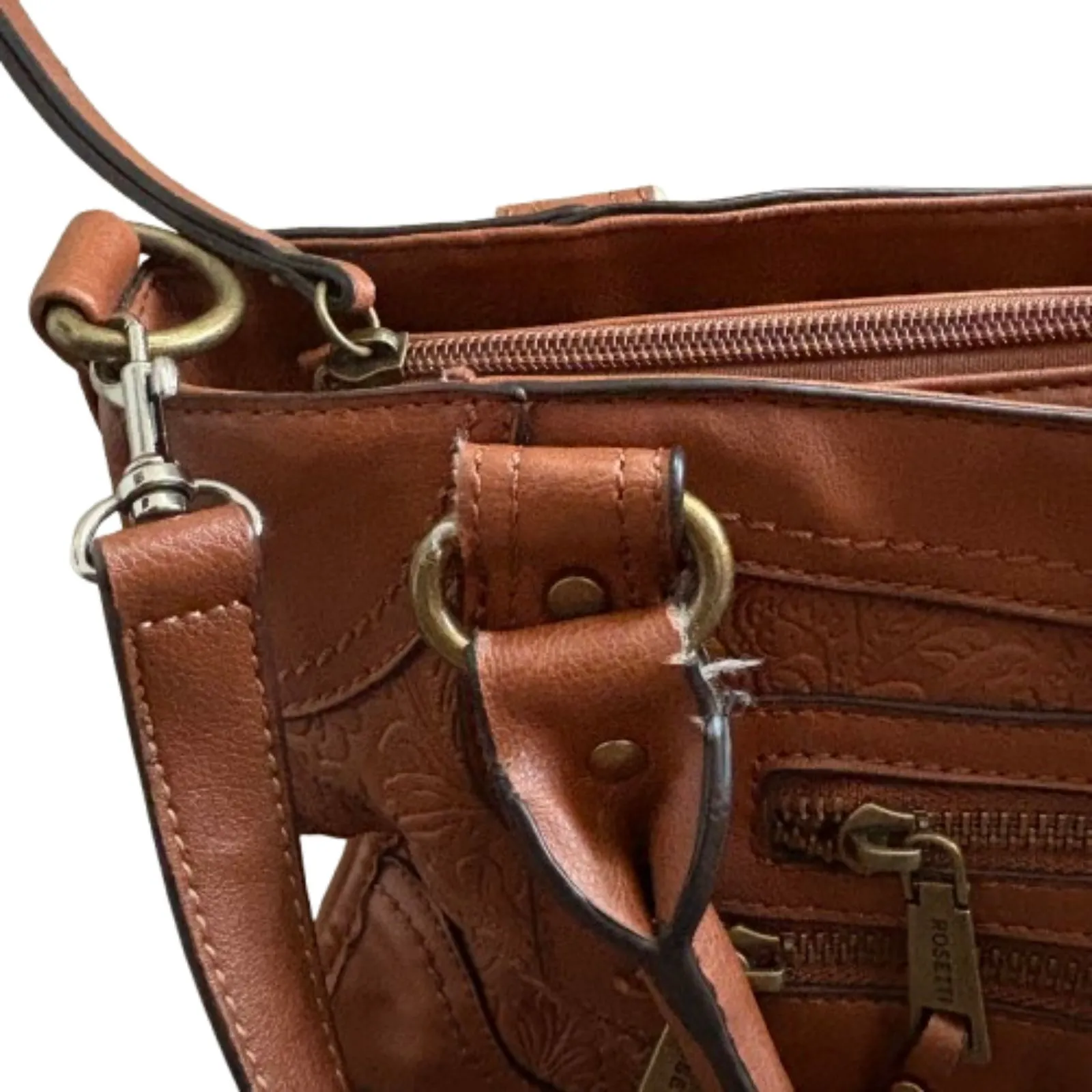 Rosetti Tooled Faux Leather Crossbody Bag Tan‎ Western Bohemian Floral - Image 3