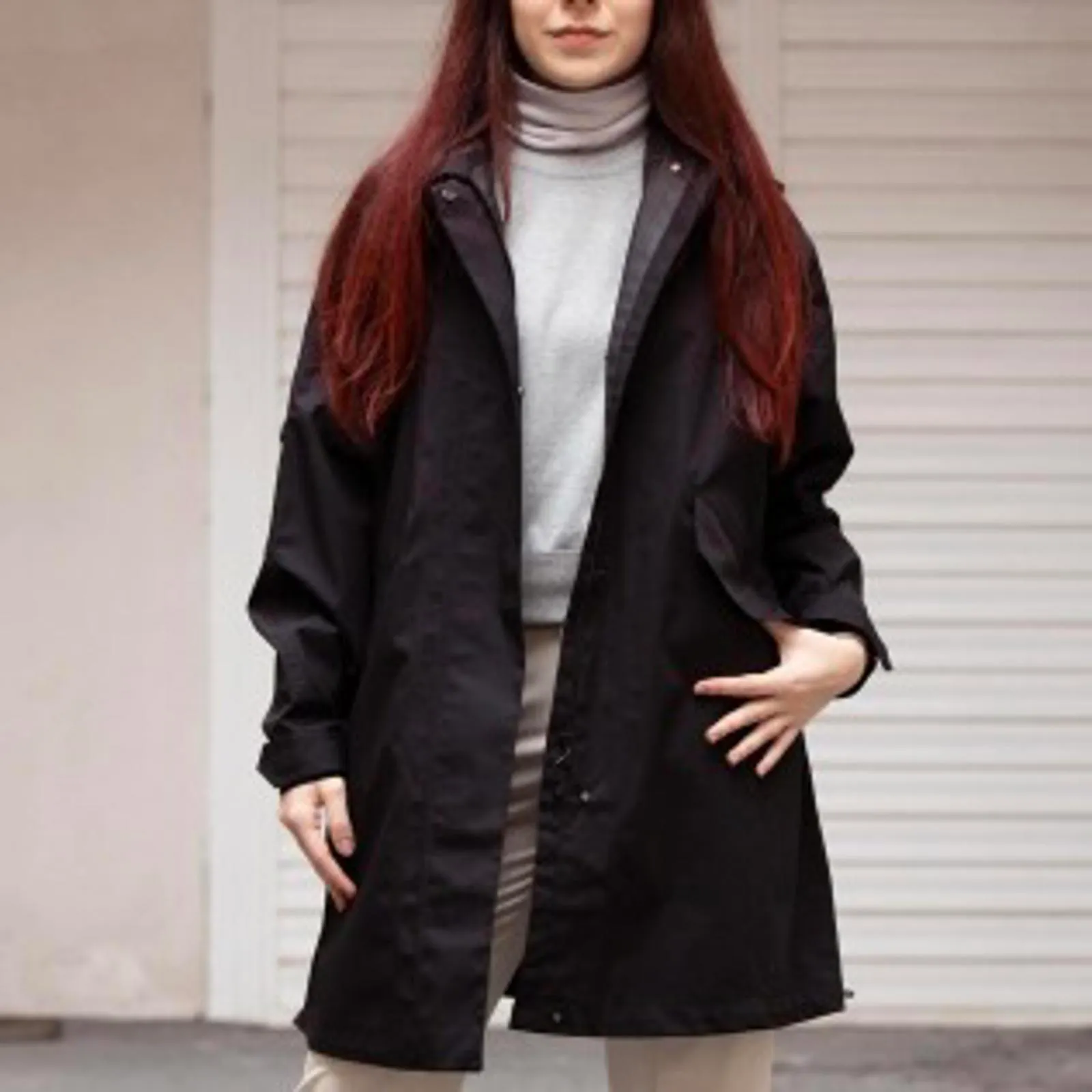 Uniqlo HEATTECH Fleece T-Shirt Turtleneck Light Gray NWT XL - Image 4